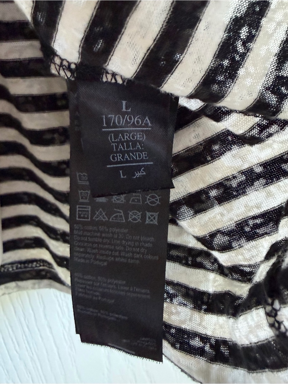 AllSaints Rita Long Sleeve Black Striped T-Shirt - Picture 7 of 8